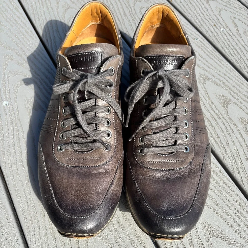 Magnanni Merino Sneakers Men's 12 M Gray Leather Casual Lace Up Shoes